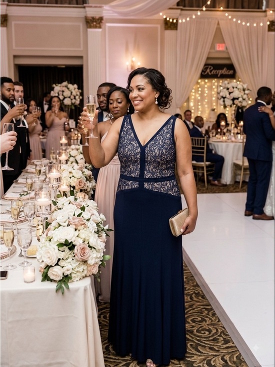 Lauren Ralph Lauren Dresses & Skirts - Lauren Ralph Lauren Navy Lace V‑Neck Maxi Dress